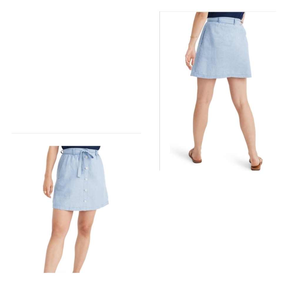 NWT Madewell Chambray Button Front Mini Skirt 4